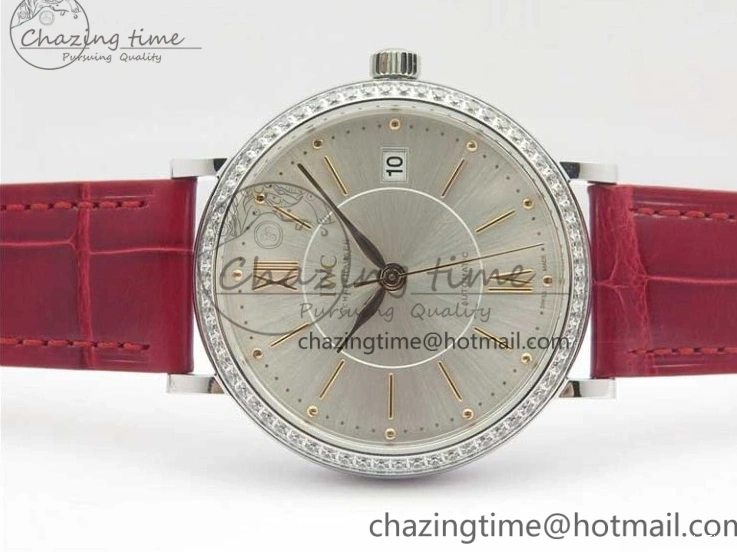 MIROTIME 0215 Portofino Automatic 37 SS M+F 1:1 Best Edition Silver Dial RG Markers on Red Crocodile Strap A Reliable 7154